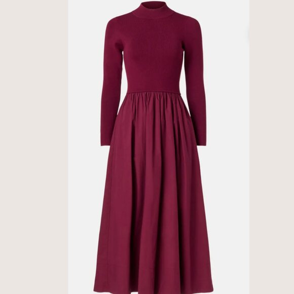 Marie Oliver Burgandy Red Mock Neck Dress Maxi